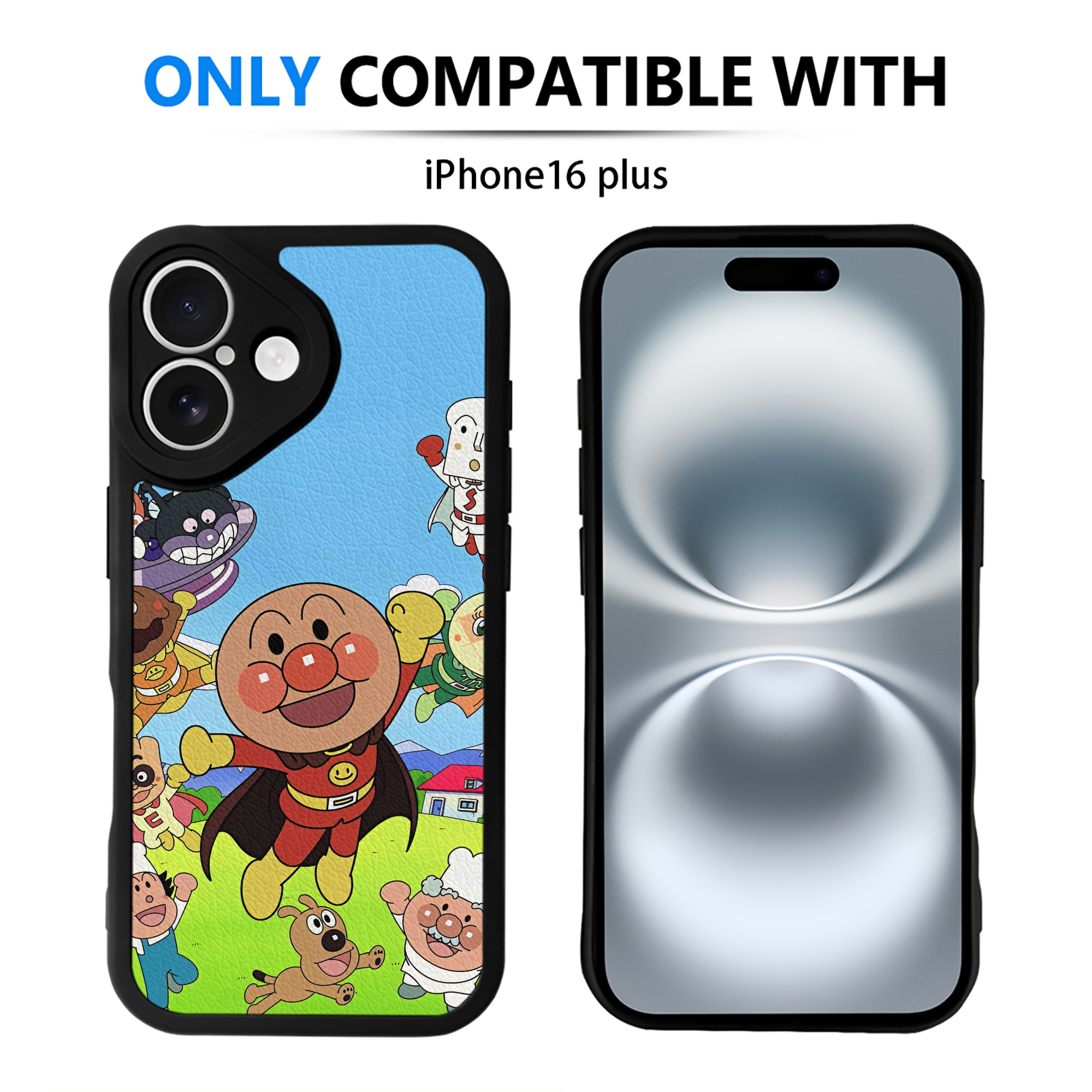 （画像用） アンパンマン Anpanman 【iPhone 16シリーズ対応】シリコンスマホケース（レザー調） 材質：シリコン